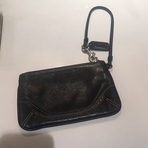 Classic black leather Coach wristlet